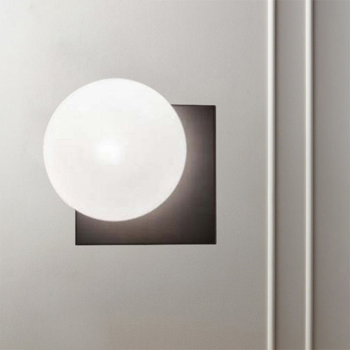 Modern 1 Light Wall Sconce with White Glass Shade Black Ball Wall Mounted Light Fixture