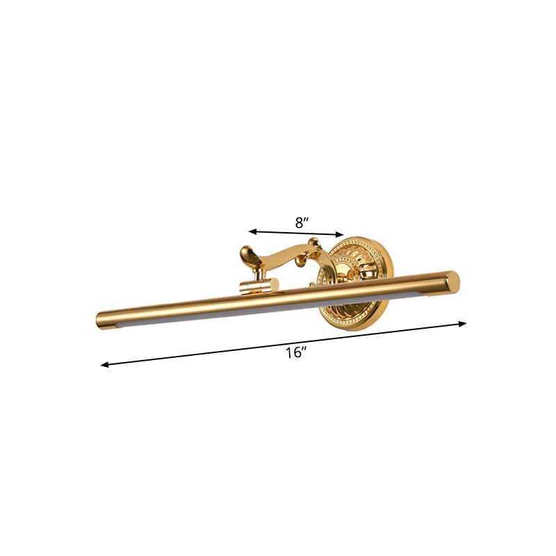 Linear Metallic Vanity Wall Light Modernist Style 16"/21.5" Wide LED Brass/Gold Finish Wall Mount Lighting over Mirror