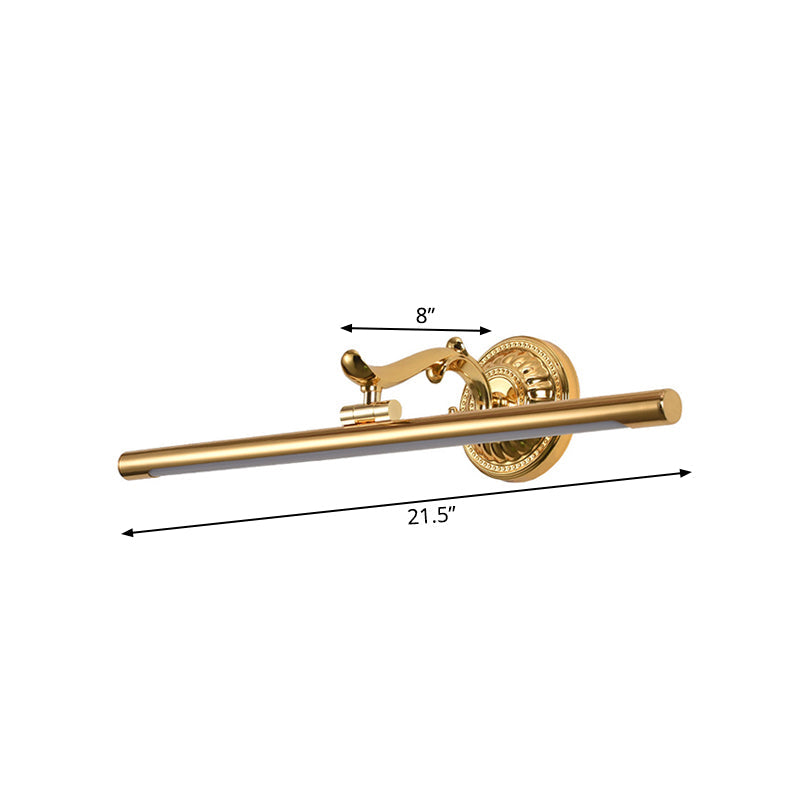 Linear Metallic Vanity Wall Light Modernist Style 16"/21.5" Wide LED Brass/Gold Finish Wall Mount Lighting over Mirror