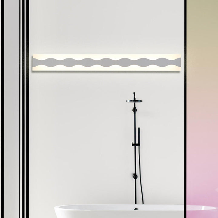 LED Bathroom Mirror Lighting with Wave Acrylic Shade White Wall Sconce