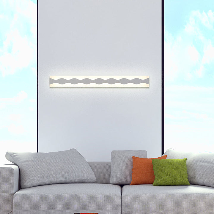 LED Bathroom Mirror Lighting with Wave Acrylic Shade White Wall Sconce