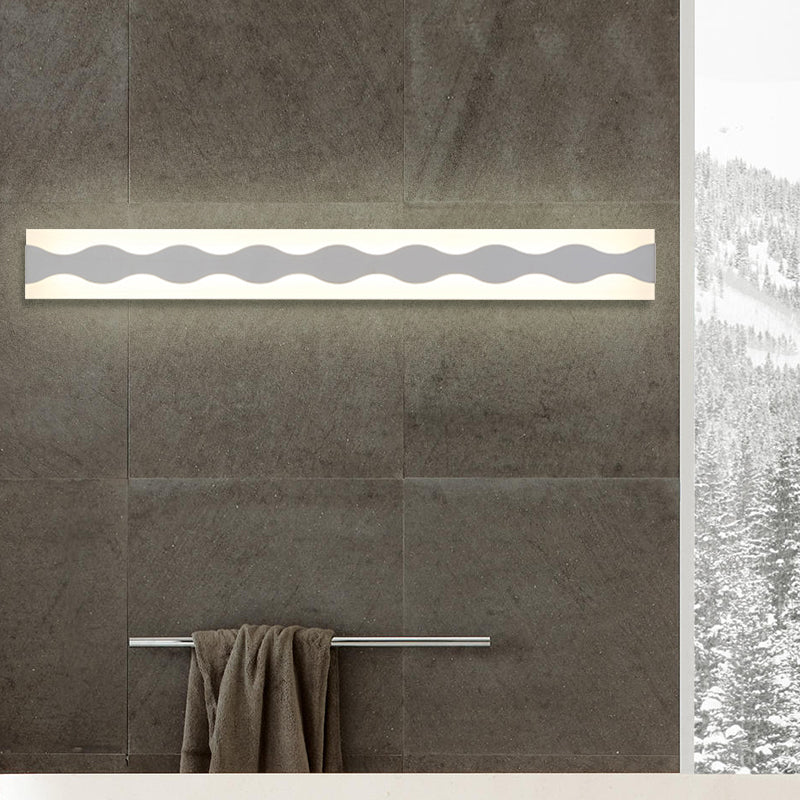 LED Bathroom Mirror Lighting with Wave Acrylic Shade White Wall Sconce