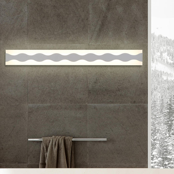 LED Bathroom Mirror Lighting with Wave Acrylic Shade White Wall Sconce