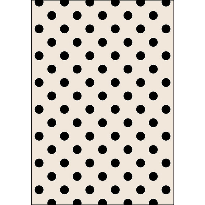 Modern living room rug in ivory polka dot pattern rug polyester machine washable pet-friendly area rug