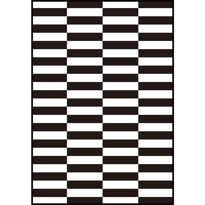 Contemporary Checkered Pattern Rug Black and White Polyester Rug Machine Washable Non-Slip Area Rug for the Bedroom