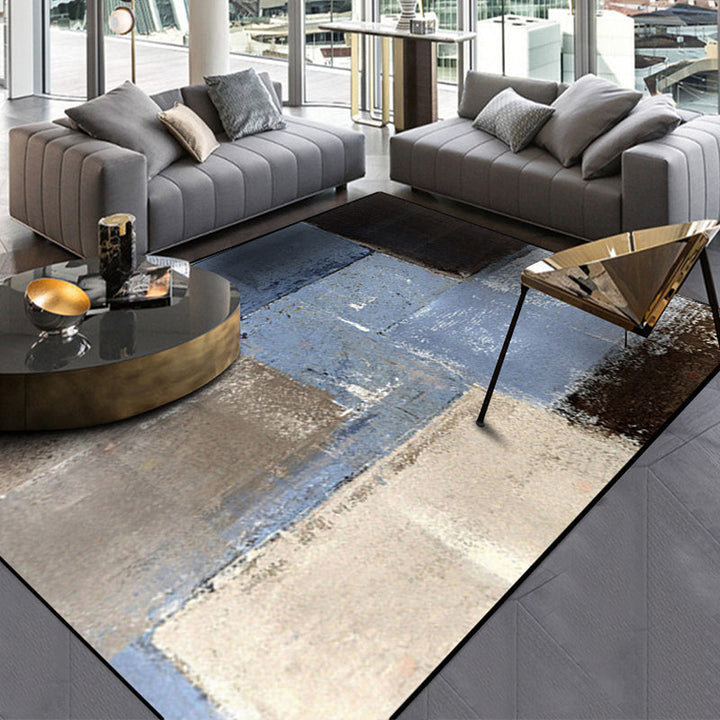 Gray and Brown Contemporary Rug Polyester Brushstroke Pattern Rug Washable Non-Slip Back Rug for the Living Room