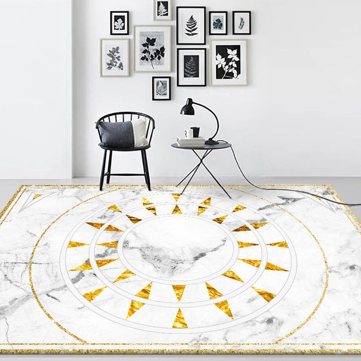 Modern marble surface pattern rug White and Black Polyester rug Machine washable Non-slip rug for the bedroom