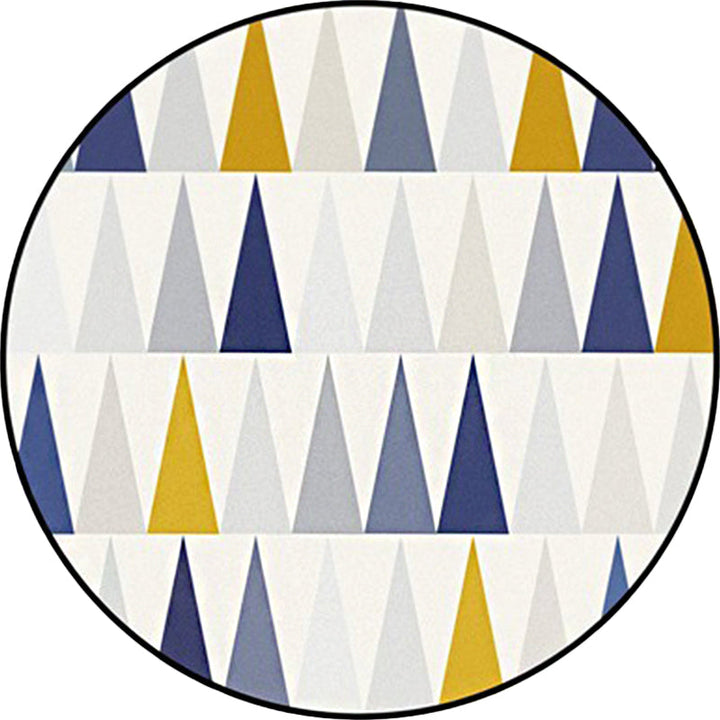 Ivory Bedroom Carpet Modern Geometric Triangle Pattern Carpet Polyester Non-Slip Back Carpet