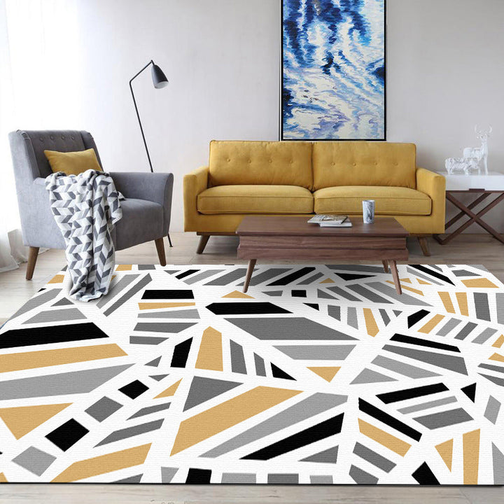 Minimalist modern rug in gray geometry irregular shape pattern rug polyester non-slip backing rug for home decor