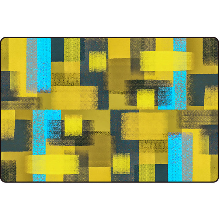 Black and Yellow Bedroom Rug Modern Abstract Painting Pattern Area Rug Polyester Washable Rug