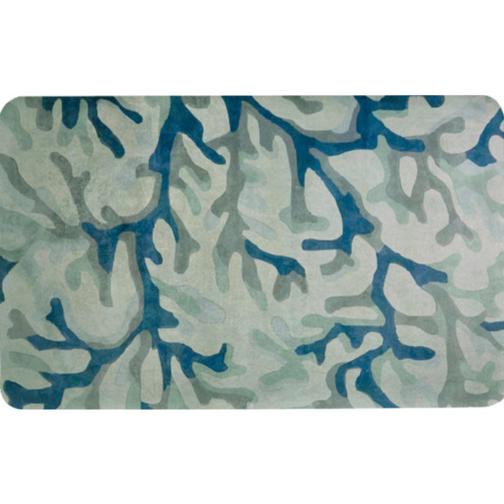 Blue Modernism Carpet Polyester Branch Pattern Carpet Pet-Friendly Machine Washable Non-Slip Backing Carpet for Decoration