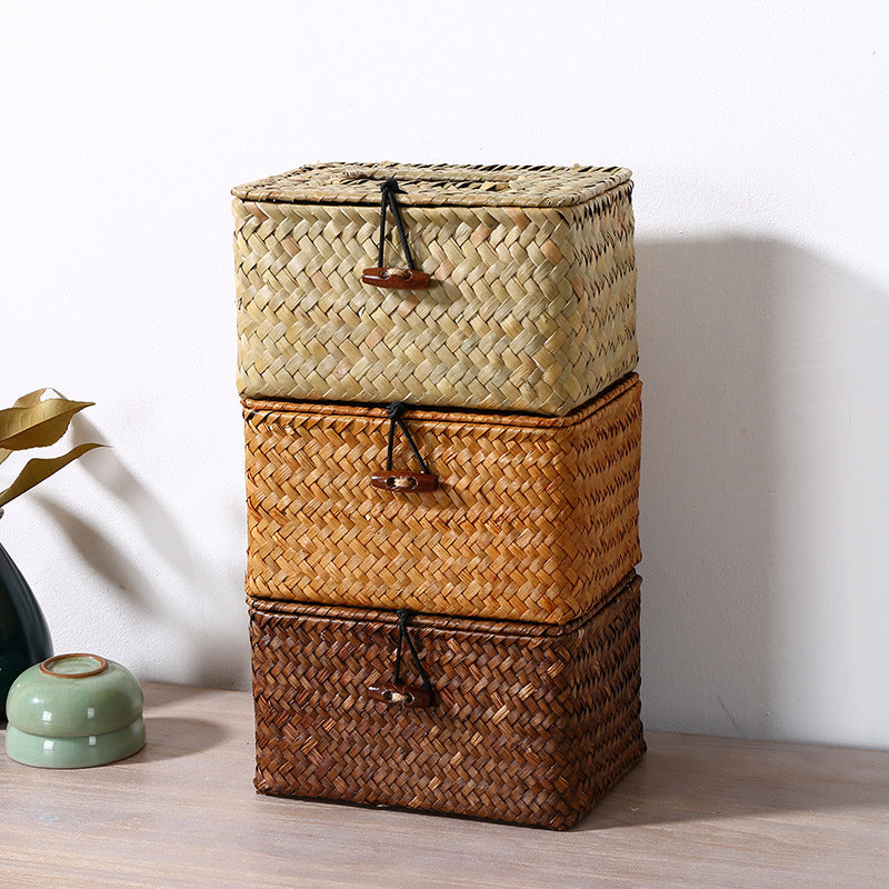 Handcrafted Woven Storage Box With Stylish Lid