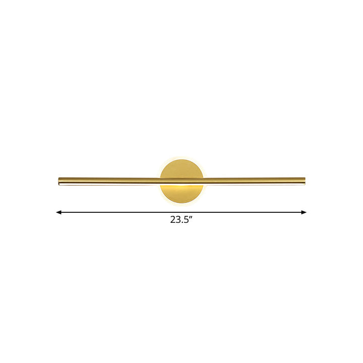 Metal Linear and Round Vanity Wall Light Minimalism LED Wall Sconce Lighting in Gold, 16"/23.5"/31.5" Wide