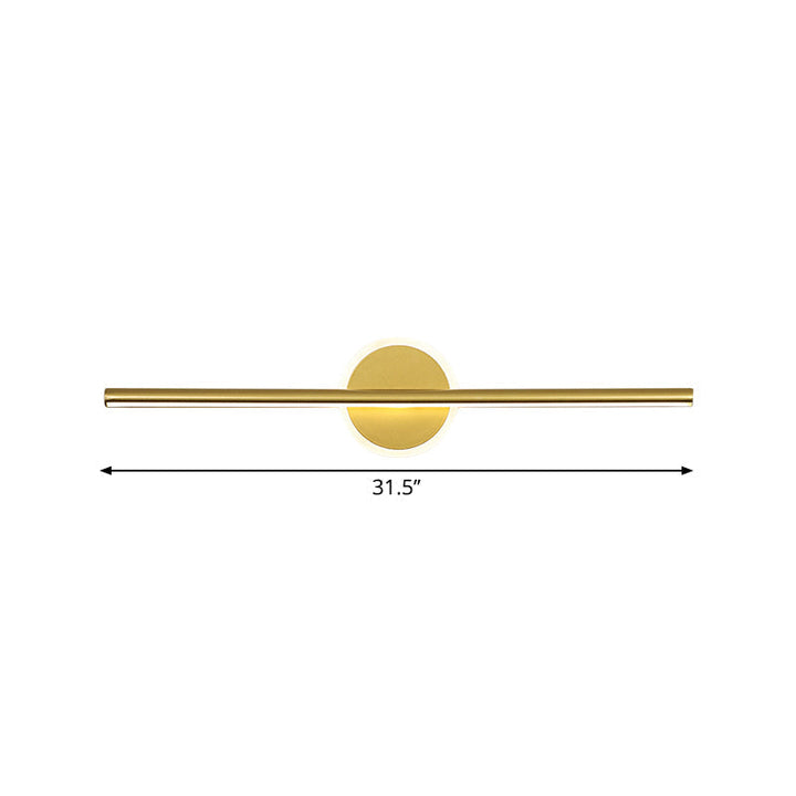 Metal Linear and Round Vanity Wall Light Minimalism LED Wall Sconce Lighting in Gold, 16"/23.5"/31.5" Wide