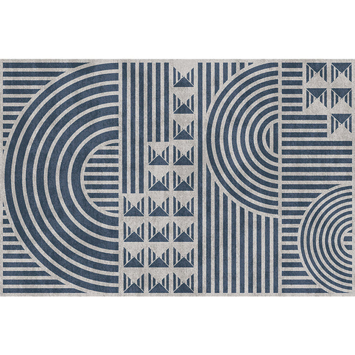 Creative Modernist Carpet Polyester Geometric and Stripe Pattern Carpet Washable Pet-Friendly Non-Slip Carpet for the Living Room