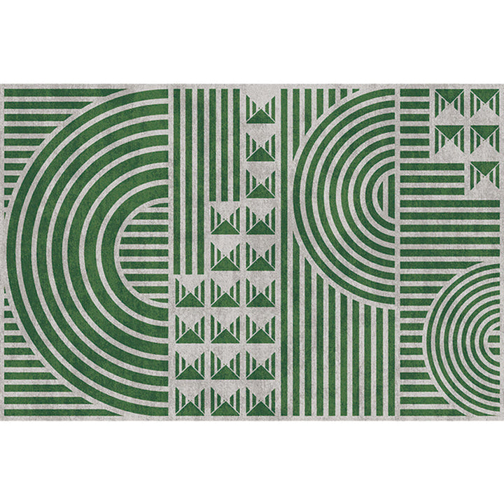 Creative Modernist Carpet Polyester Geometric and Stripe Pattern Carpet Washable Pet-Friendly Non-Slip Carpet for the Living Room