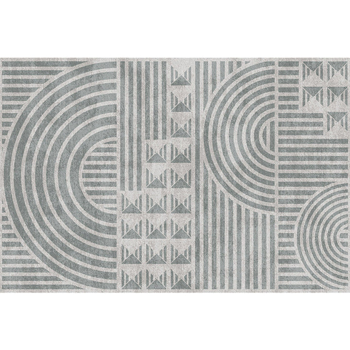 Creative Modernist Carpet Polyester Geometric and Stripe Pattern Carpet Washable Pet-Friendly Non-Slip Carpet for the Living Room