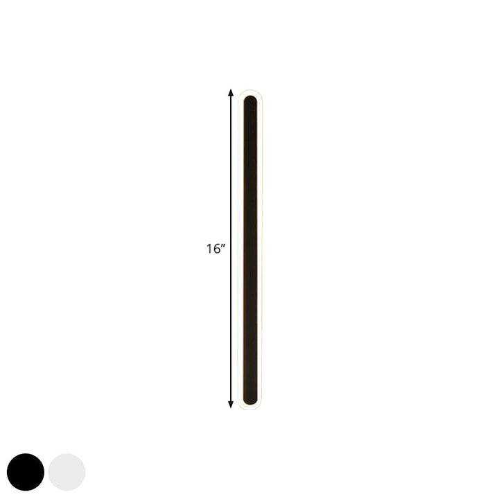 Elongated Bar Bedroom Flush Wall Sconce Acrylic 16"/23.5"/31.5" W LED Nordic Wall Lamp in Warm/White Light, Black/White