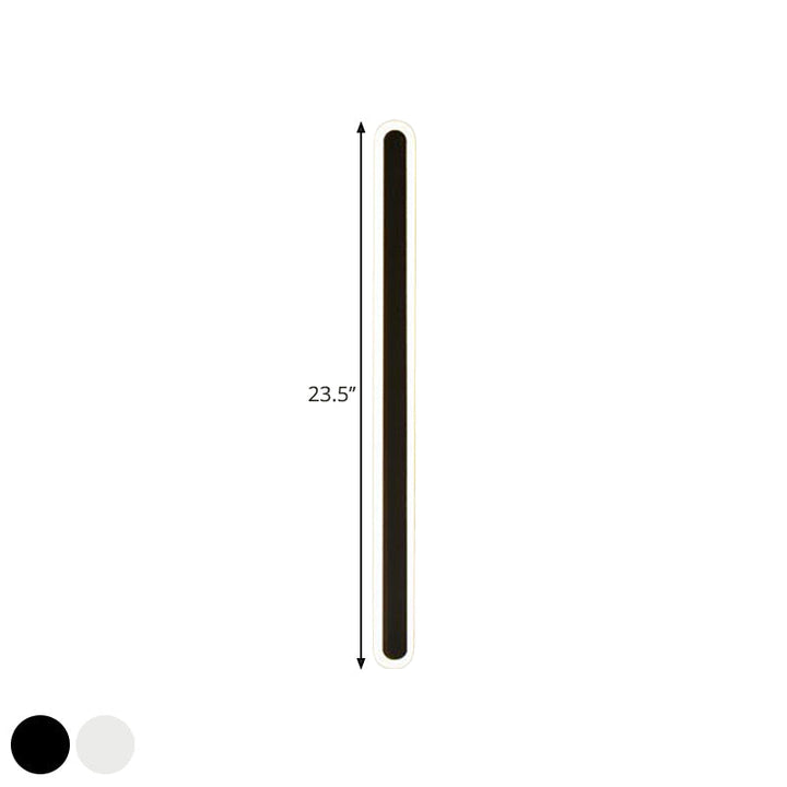 Elongated Bar Bedroom Flush Wall Sconce Acrylic 16"/23.5"/31.5" W LED Nordic Wall Lamp in Warm/White Light, Black/White