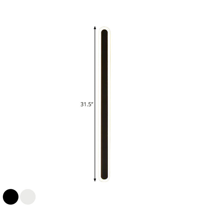 Elongated Bar Bedroom Flush Wall Sconce Acrylic 16"/23.5"/31.5" W LED Nordic Wall Lamp in Warm/White Light, Black/White