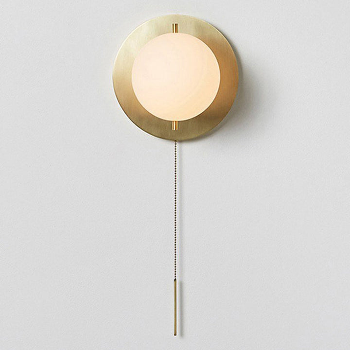 Gold Mini Globe Wall Sconce Light Simple 1-Light Opaline Glass Wall Mount Fixture for Bedroom