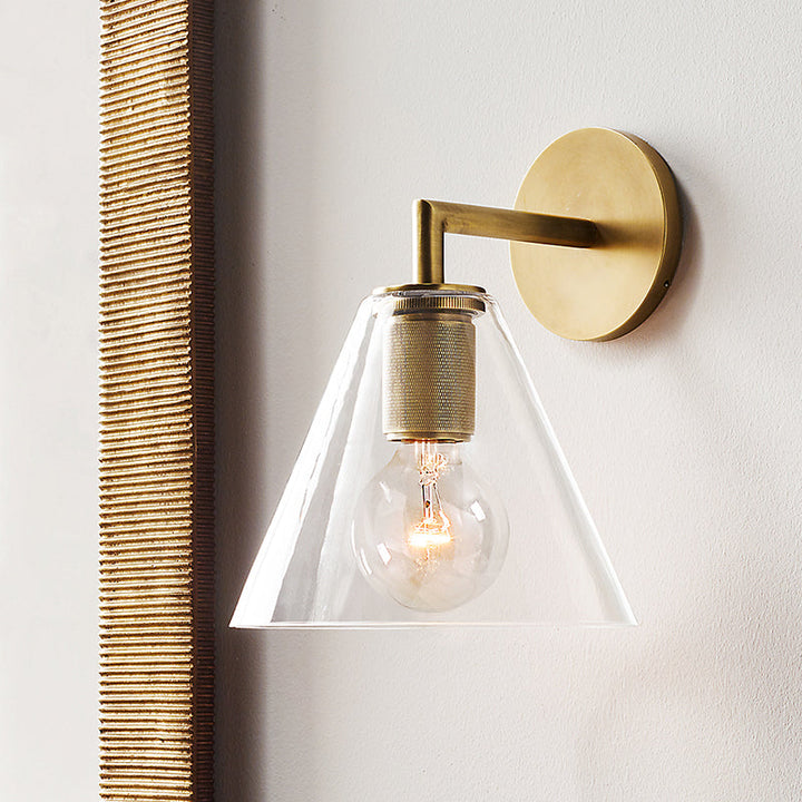Bronze Armed Wall Sconce Light Postmodern Single Metal/Clear Glass Wall Lamp with/without Disc/Sphere/Cone Shade