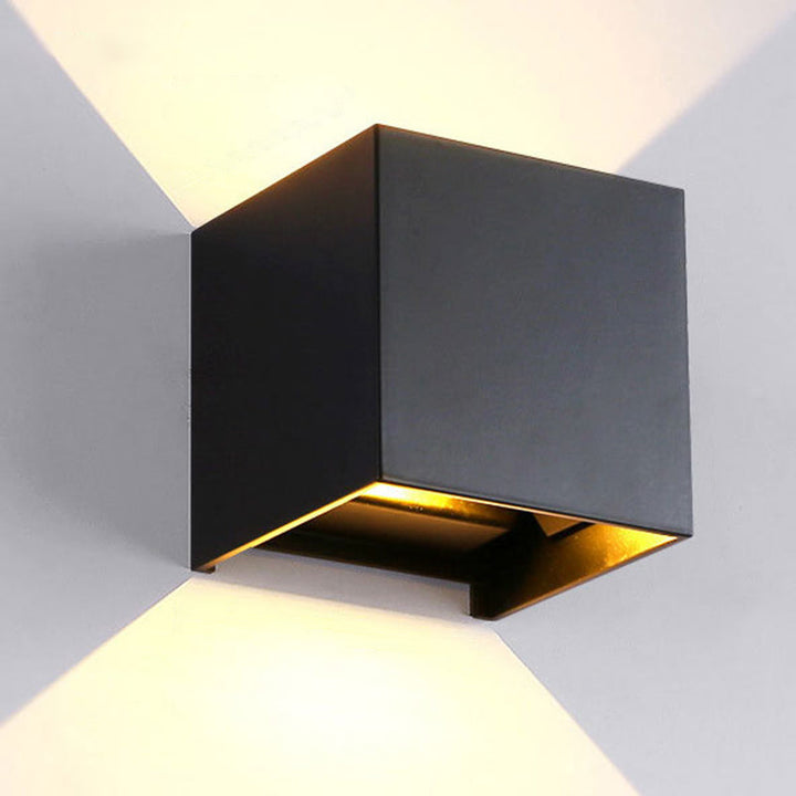 Cube/Triangle/Cylinder Wall Lamp Fixture Nordic Metal Black Up and Down LED Wall Sconce for Outdoor