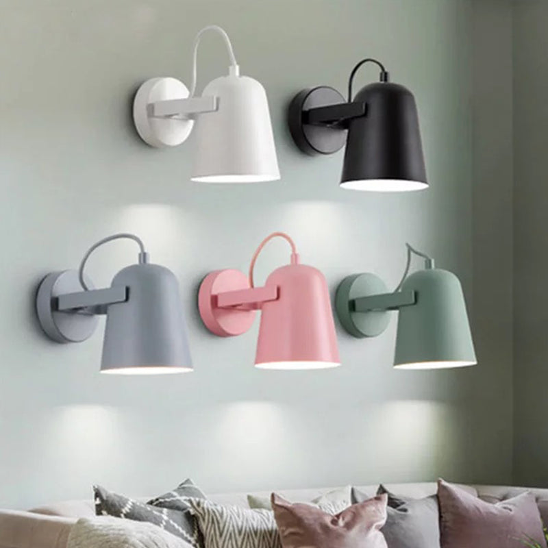 Nordic 1-Light Wall Sconce Bell Rotatable Wall Mount Light Fixture with Iron Shade for Living Room