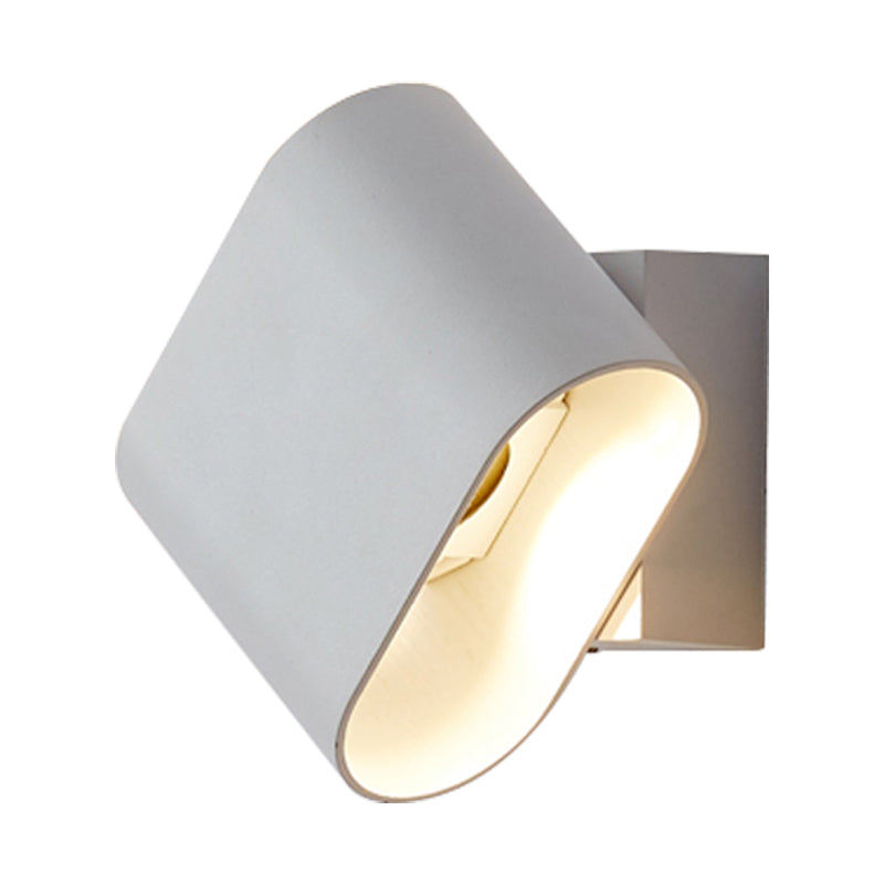 Round Edge Cuboid Wall Sconce Light Simple Metal LED Black/Grey/White Wall Mount Light for Corridor