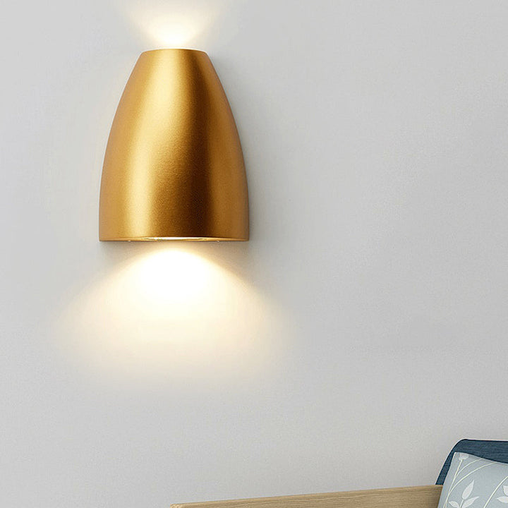 Bullet Shape Wall Mount Light Modern Metal Black/Grey/White LED Up and Down Wall Sconce for Stairway