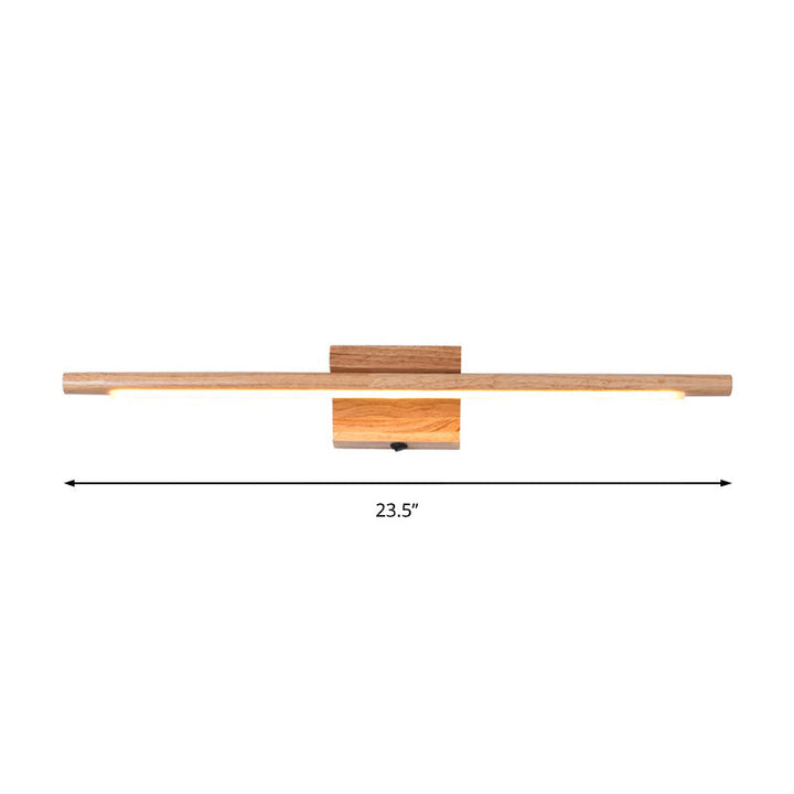 Slim Wood Vanity Sconce Lamp Modernist Led Beige Wall Mounted Light Fixture in White/Warm Light
