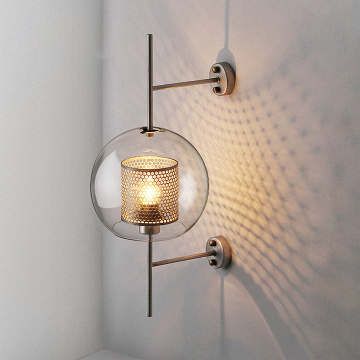Clear Glass Geometric Wall Lamp Simplicity Single-Bulb Corridor Wall Light Fixture