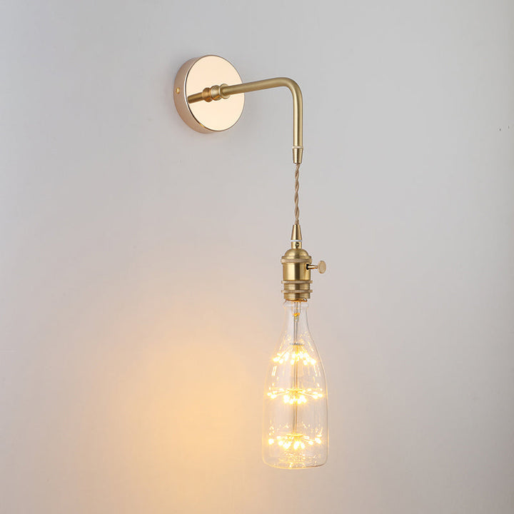 Shaded Glass Wall Light Fixture Vintage Single-Bulb Bedside Wall Mounted Lamp in Gold