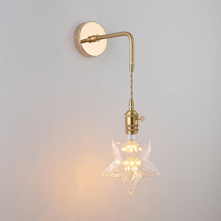 Shaded Glass Wall Light Fixture Vintage Single-Bulb Bedside Wall Mounted Lamp in Gold