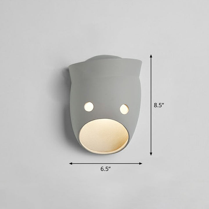 Decorative Funny Face Expression Wall Sconce Resin Bedroom LED Wall Mounted Light in Grey