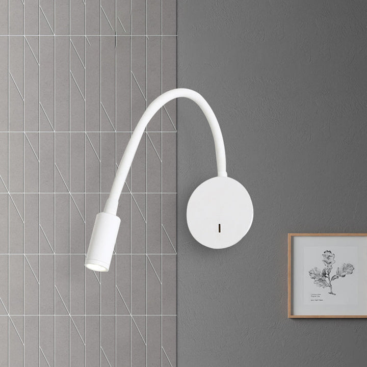 Adjustable Cylinder Reading Wall Light Contemporary Silicone and Metal LED Black/White Sconce Lamp