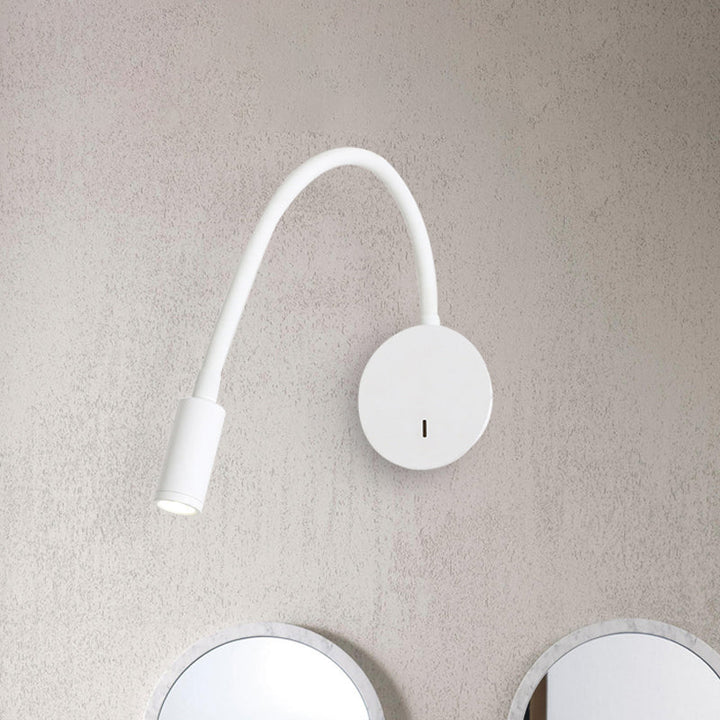 Adjustable Cylinder Reading Wall Light Contemporary Silicone and Metal LED Black/White Sconce Lamp
