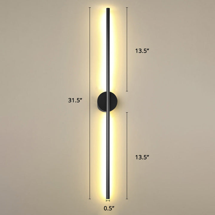 Black Rod LED Wall Lamp Fixture Simple Style Metallic Sconce Light for Living Room