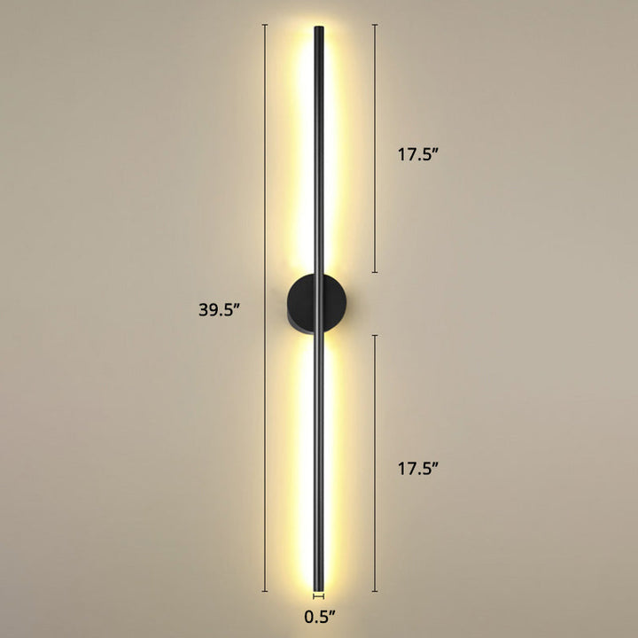 Black Rod LED Wall Lamp Fixture Simple Style Metallic Sconce Light for Living Room