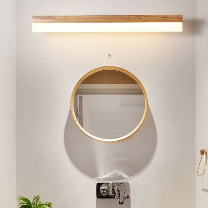 Modern Bathroom Vanity Light Wooden LED Vanity Light Fixtures in Acrylic Shade