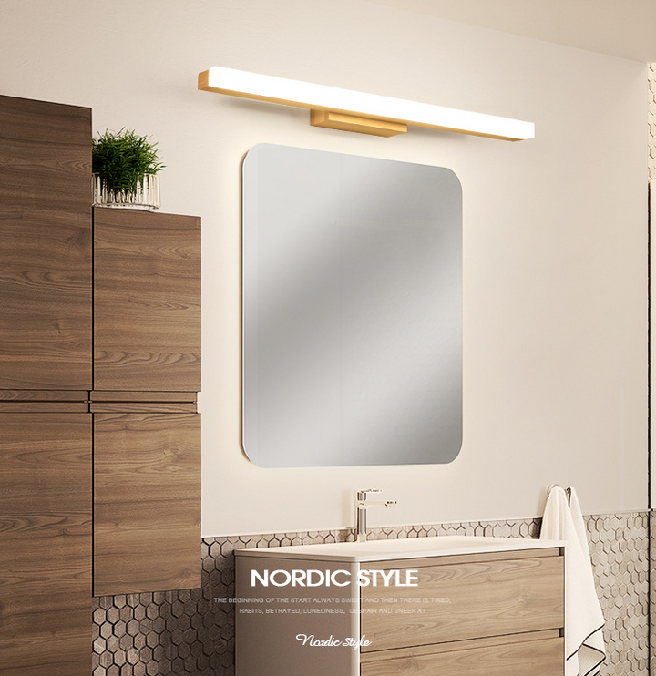 Rectangular Vanity Wall Light Nordic Minimalist Style Wood Single Vanity Light