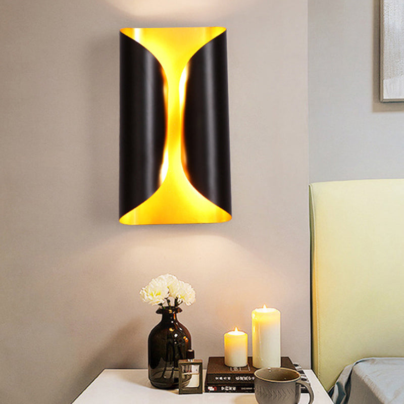 Colonial Style Rolling Surface Wall Sconce 2 Light Metal Wall Mounted Lamp in Black