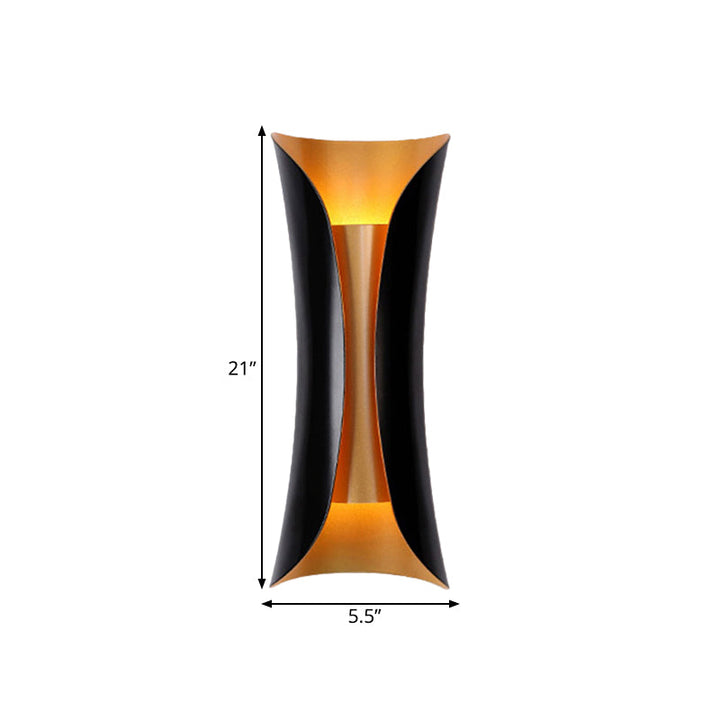 Modern Curl Sconce Light 13"/21"/30" Height 2 Lights Metallic Indoor Wall Lighting in Black