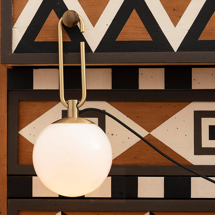 Global Matte White Glass Sconce Light Simplicity 1 Bulb Black and Gold Wall Mount Lamp