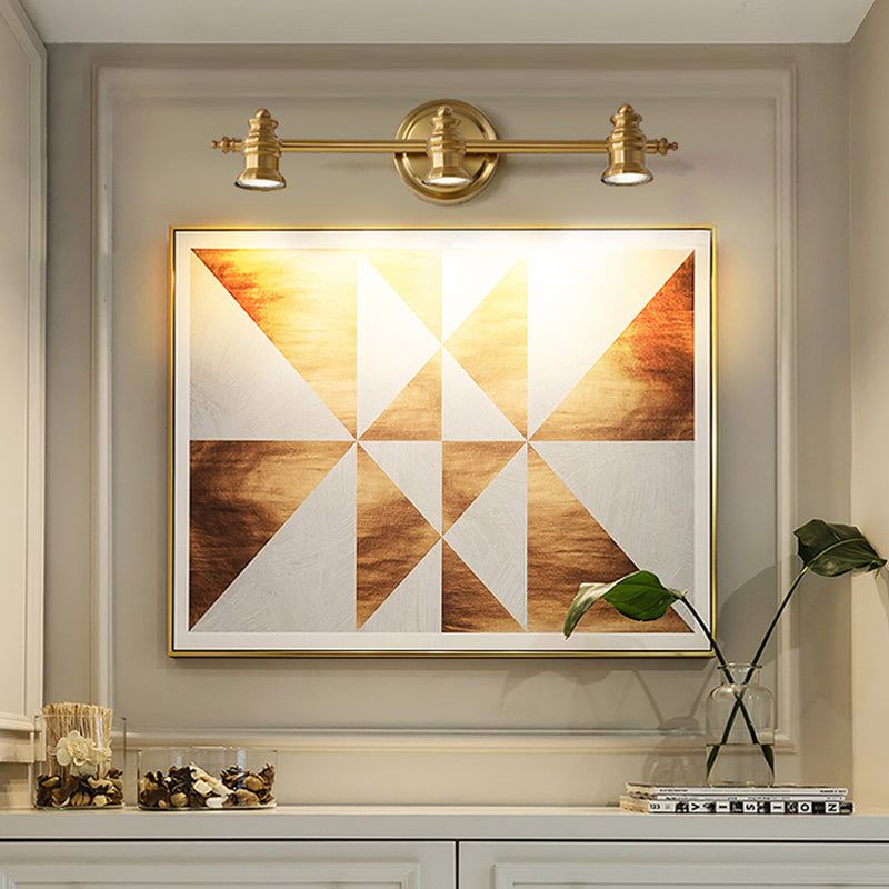 Linear Bathroom Vanity Mirror Light Traditionalism Metal 2/3/4-Bulb Brass Wall Sconce Lighting