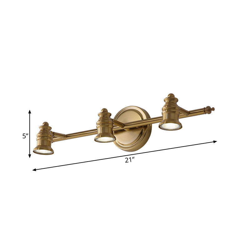 Linear Bathroom Vanity Mirror Light Traditionalism Metal 2/3/4-Bulb Brass Wall Sconce Lighting