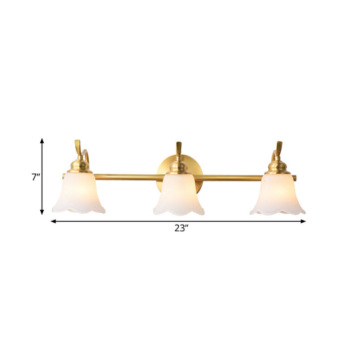 Flower Bathroom Wall Vanity Light Traditionalist Metal 2/3 Bulbs LED Brass Wall Sconce Lighting