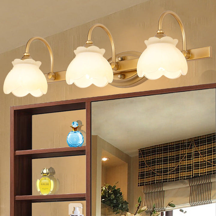 Blossom Bathroom Vanity Mirror Light Traditional Metal LED 2/3/4 Heads Brass Wall Mounted Lamp