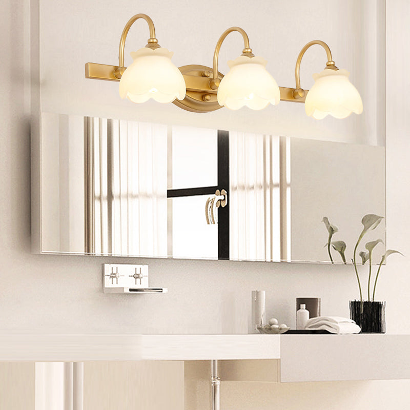Blossom Bathroom Vanity Mirror Light Traditional Metal LED 2/3/4 Heads Brass Wall Mounted Lamp