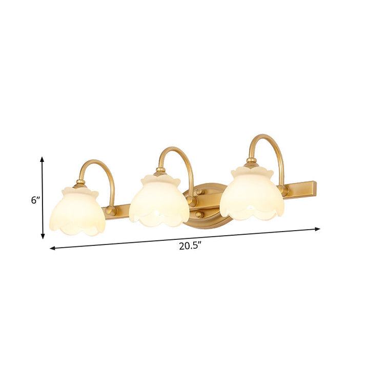 Blossom Bathroom Vanity Mirror Light Traditional Metal LED 2/3/4 Heads Brass Wall Mounted Lamp